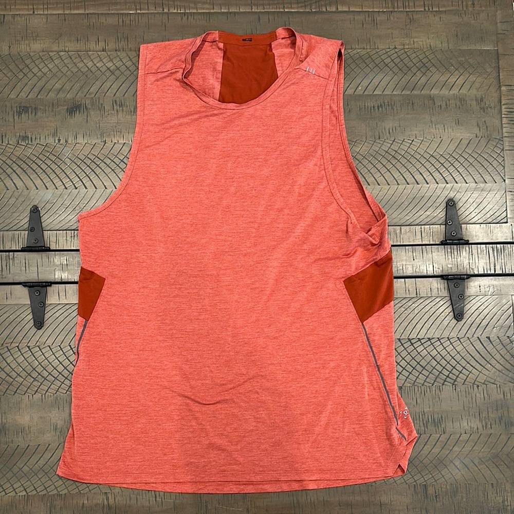 Men’s Lululemon Athletica Orange Muscle Tee with Cut Out Design